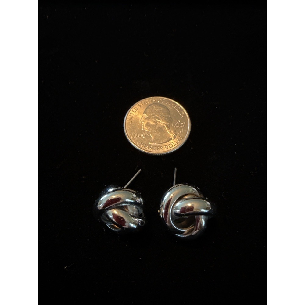 Vintage Silver Tone Love Knot Earrings Pierced Ears